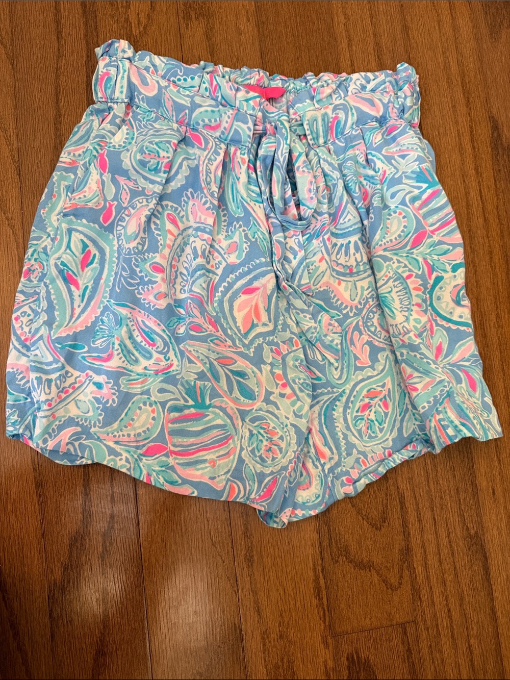 Lily Pulitzer Bal Harbor Women’s Blue Peri Paisley Pull-On Paperbag Shorts RARE